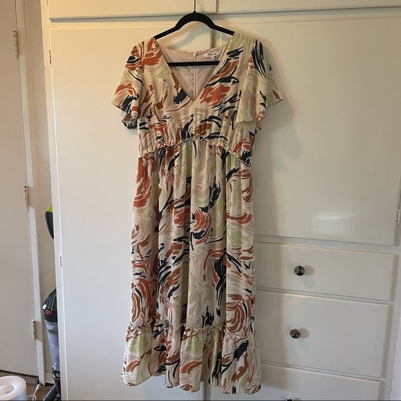 Madewell Flutter Sleeve Ruffle Waist Midi Dress - Picture 5 of 10